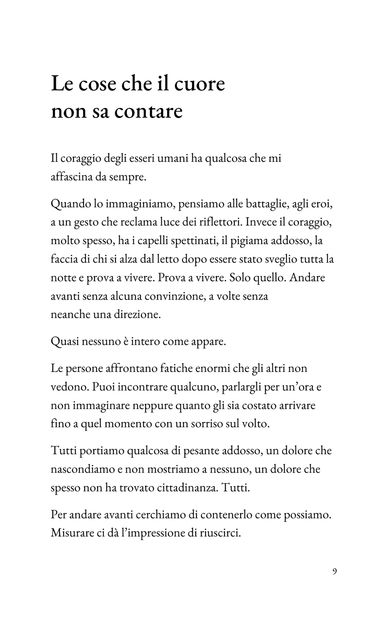 Pagina del libro Le cose che il cuore non sa contare